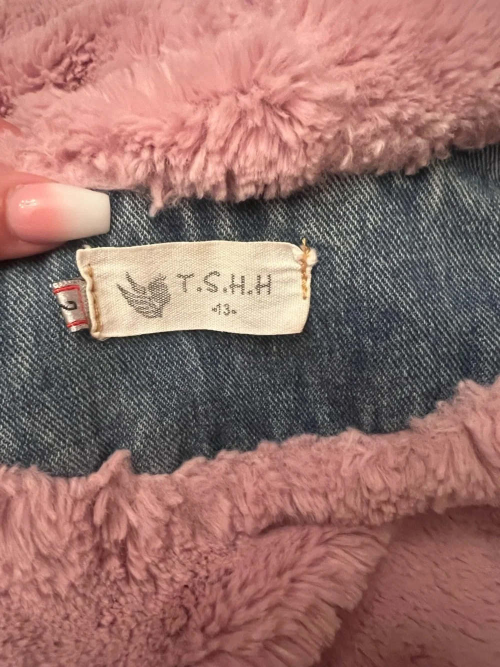 🎀 Girls T.S.H.H Denim Coat with Pink Faux Fur Lining - Heavy & Warm Jacket